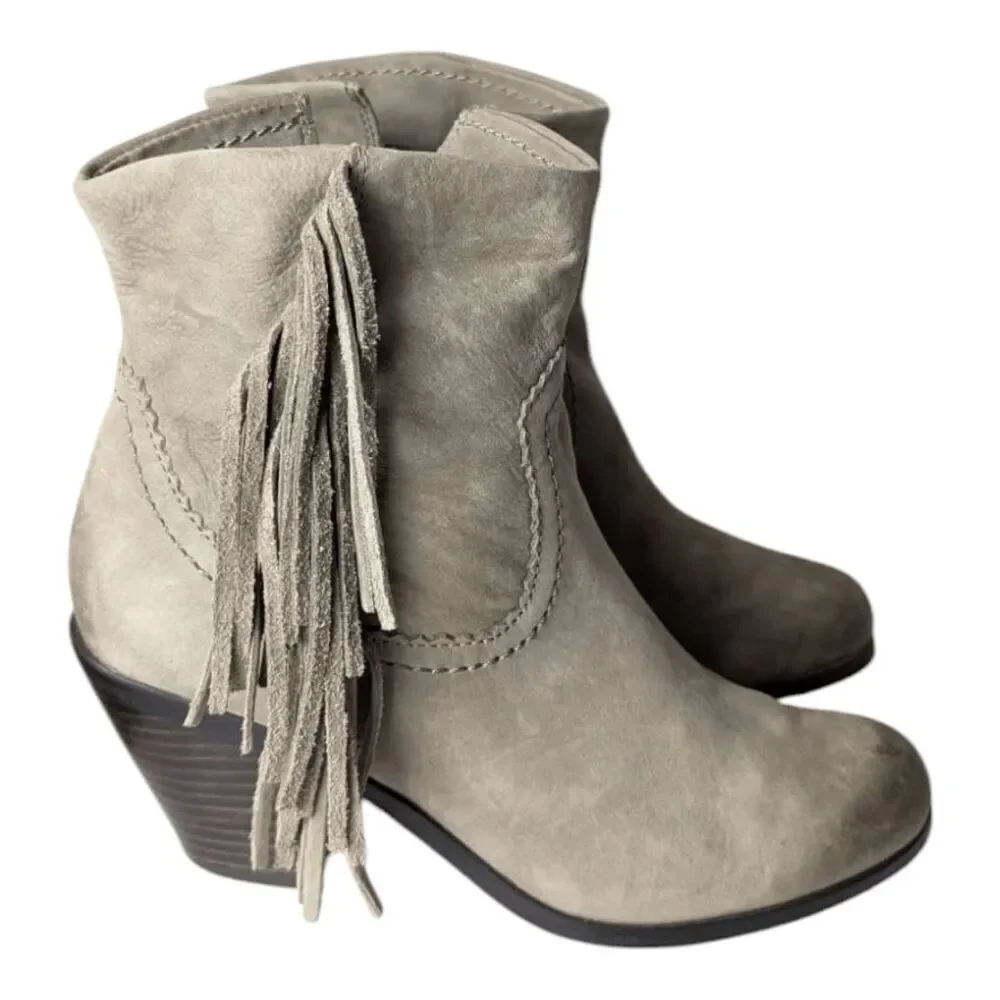 SAM EDELMAN Louie Fringed Western Boot Size 6M